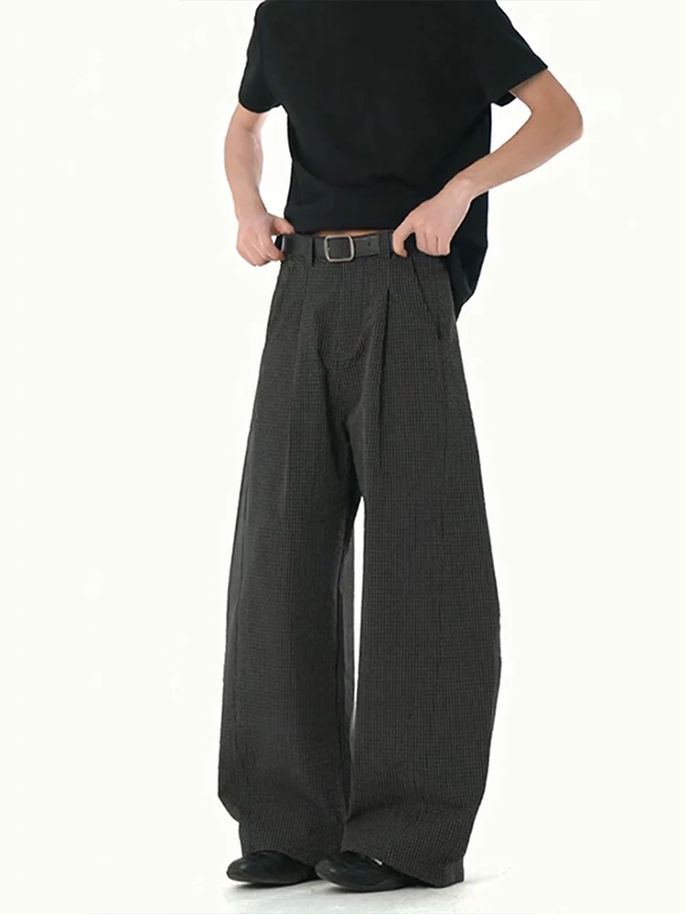 

American Sle Bubble Cloth Men's Summer Pants High Waist Straight Leg Workwear Trousers Cheered Knife Casual Pants