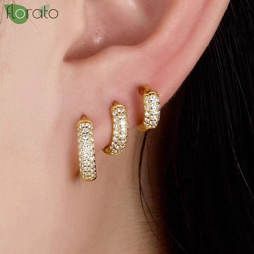 

Fashion 925 Sterling Silver Needle Luxury Crystal Jewelry Zircon Circle Hoop Earrings for Woman Lady Wedding Party Holiday Gifts