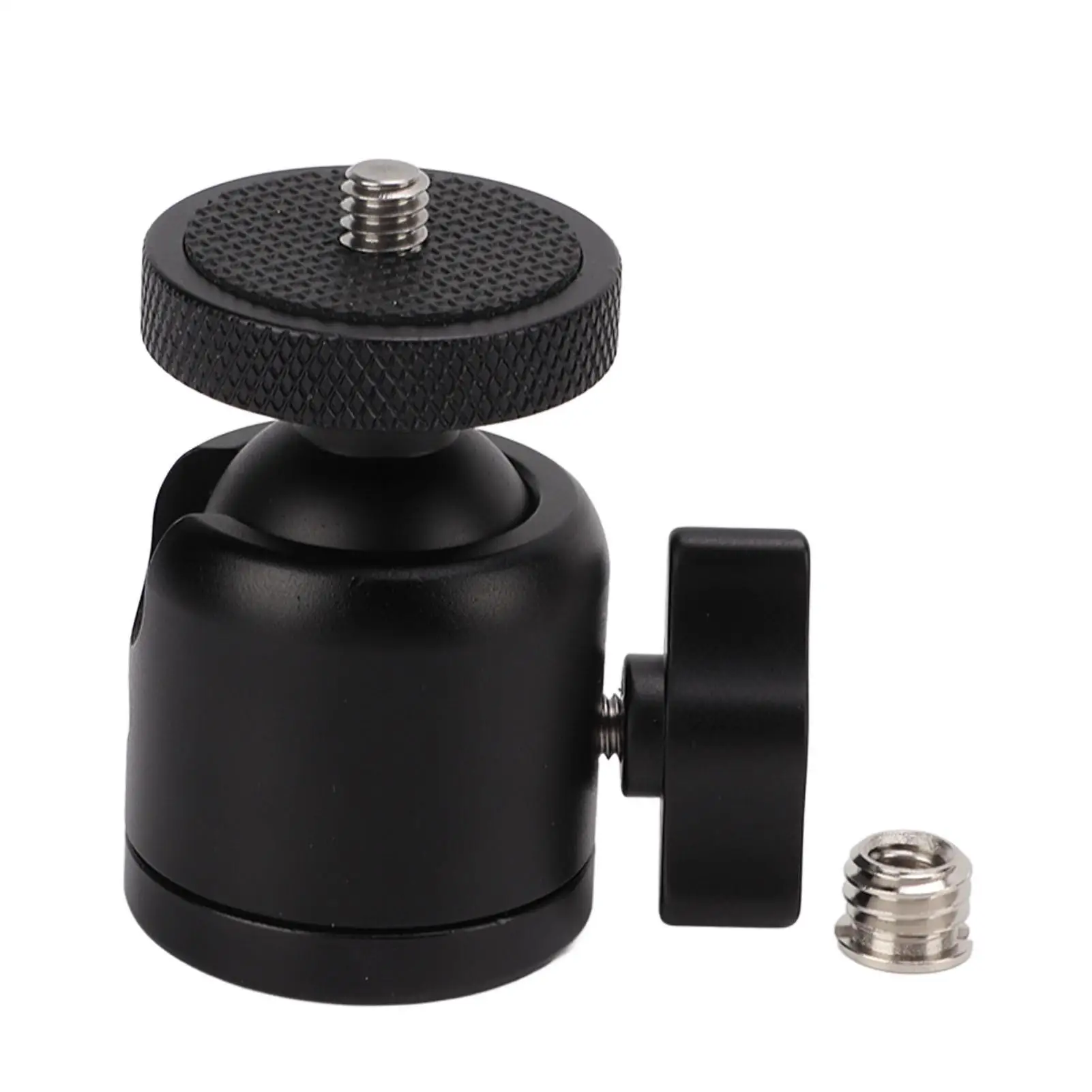 360° Aluminum Camera Ball Head Tripod Adapter with Anti-Slip Anodized Finish & 1/4in Screw for Monopods