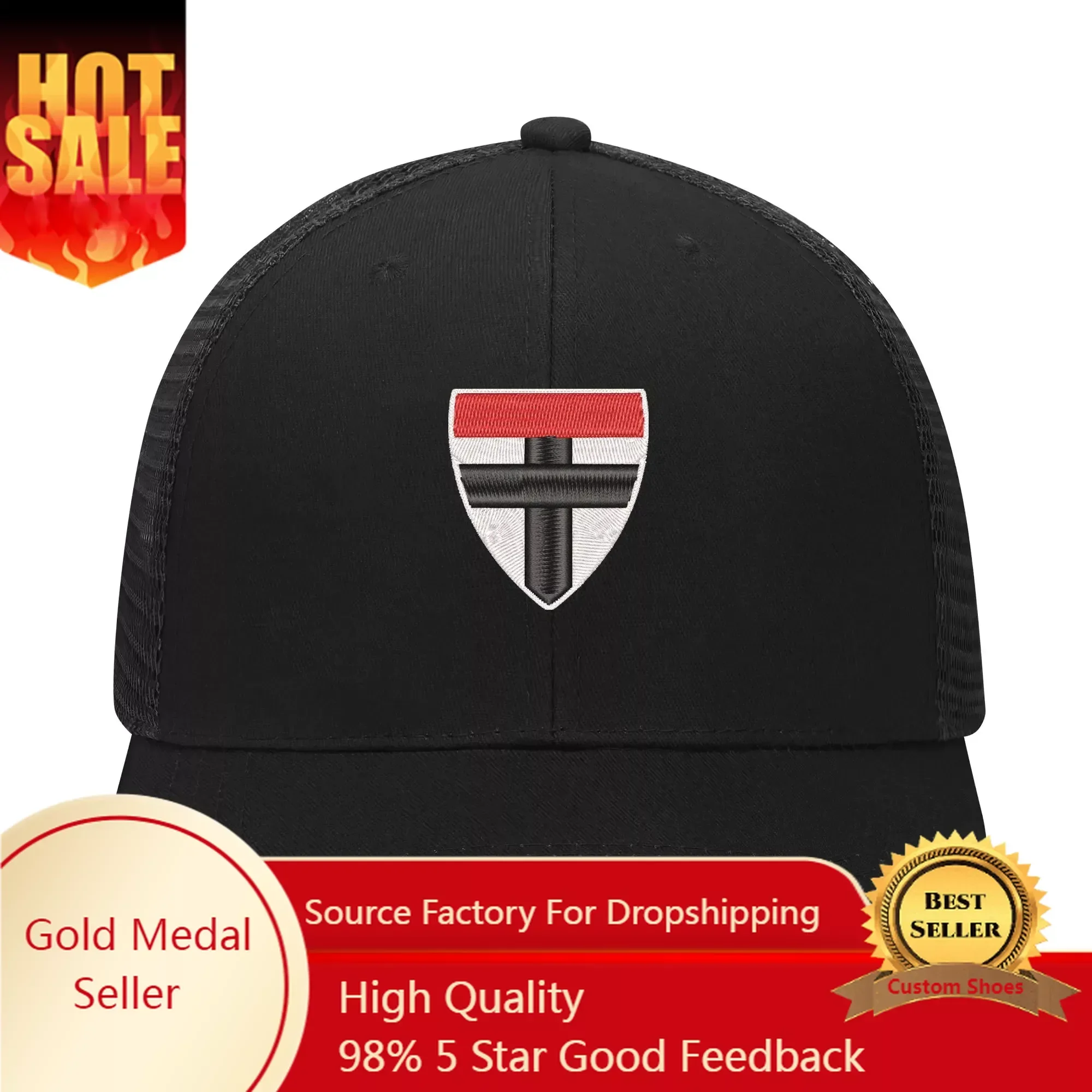 Sombrero bordado de fútbol australiano para hombres y mujeres, gorra deportiva de alta calidad, transpirable, hecha a medida, tamaño ajustable, St Kilda Saints