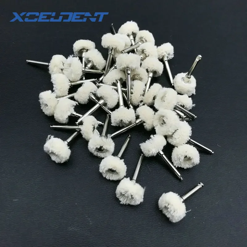 50pcs Dental RA Polish Brush Cotton/Wool Polisher Brushes Wheel Latch Type for Dental Low Speed Contra Angle