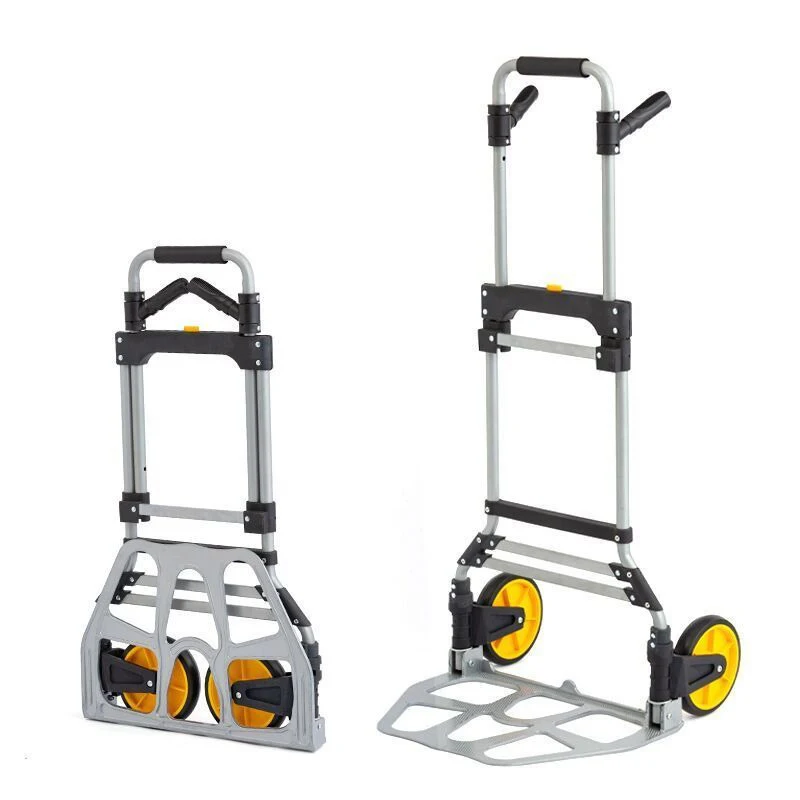 150kg Heavy Duty Stair Climbing Hand Cart, Foldable Portable Trolley W/Aluminum Base & Iron Frame for Hauling, Shopping, Grocery