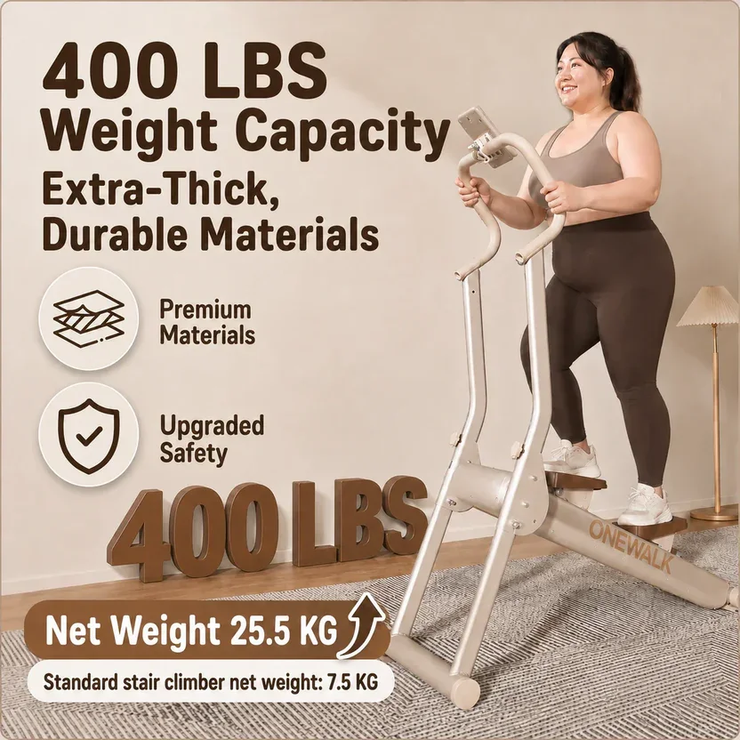High-Resistance 3-in-1 Stair Climber Compact Incline Walker Glute Cardio Machine for Home Workout Low-Noise Fitness Equipment