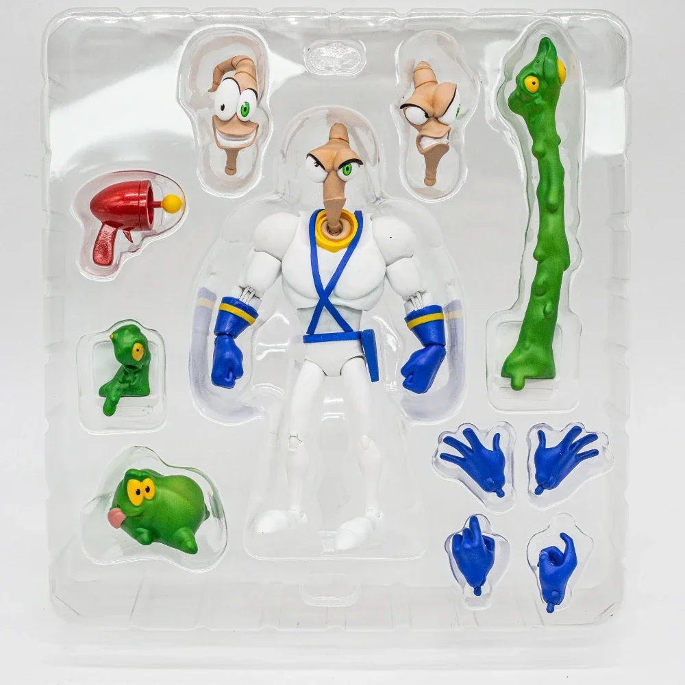 PDNA Earthworm Jim Action Figure Collection Snot Worm Body Jim Heads Bob The Killer Goldfish #4 Professor Monkey PSY-CROW Toy