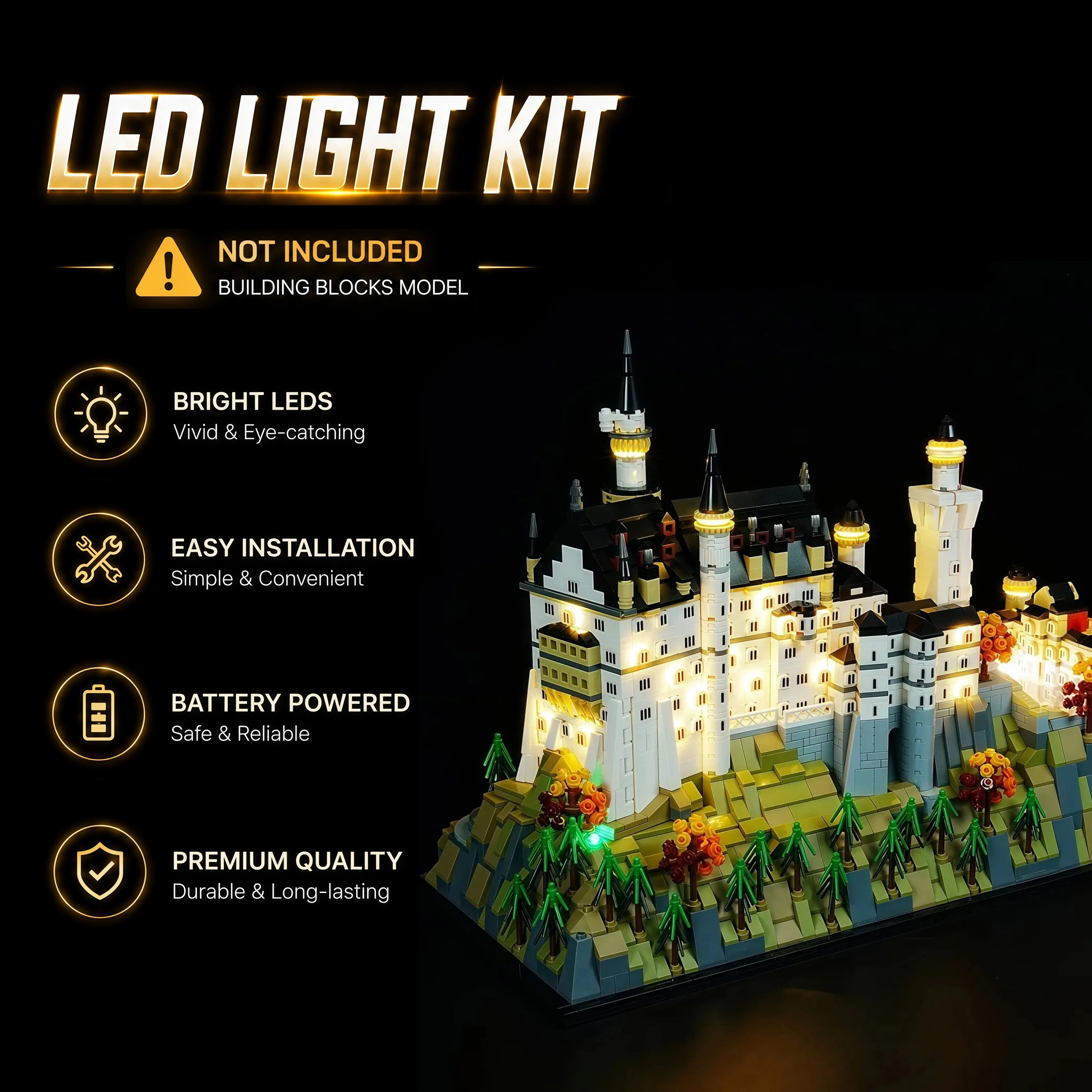 

HPROSPER 5V LED Light (No Model) for Lego Architecture Neuschwanstein Castle 21063 Decorative Lamp With Battery Box