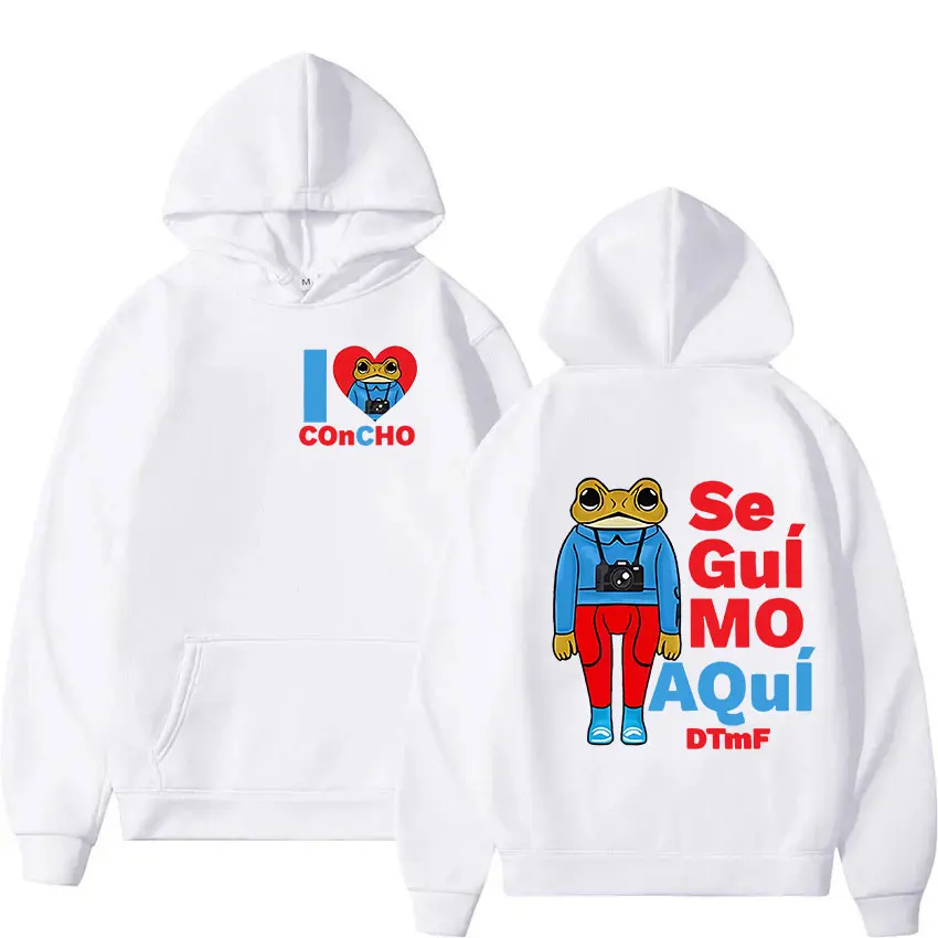 2025 Bad Bunny New Album I Love Concho Frog Dtmf Se Guuí Mo Aquí Dtmf Funny Hoody Men Women Retro Harajuku Oversized Sweatshirt