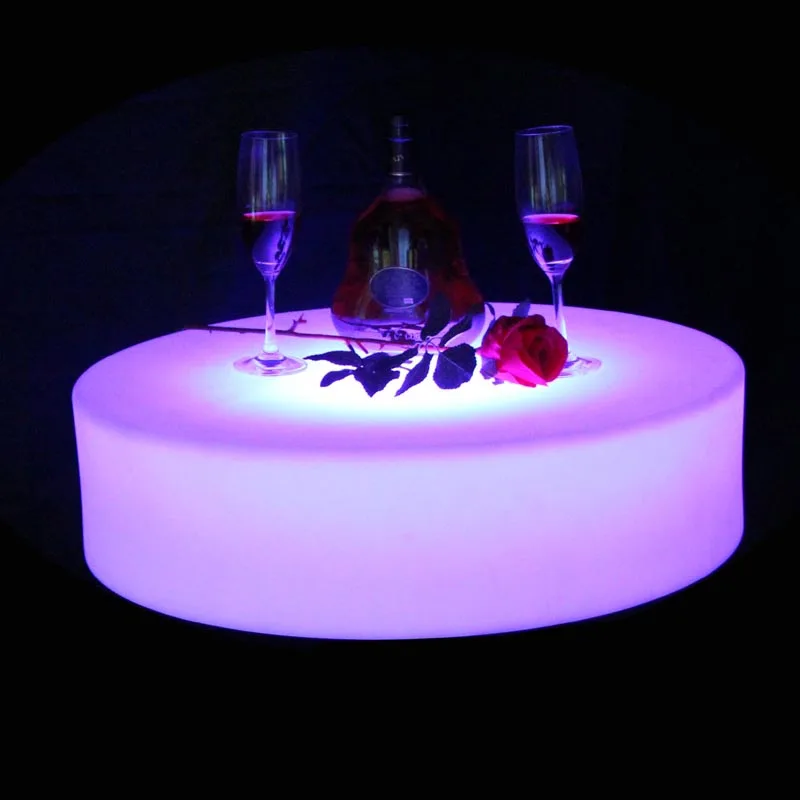 LED Bar Furniture Illuminated Coffee Table for Event Party,Wedding, Outdoor Decorative Coffee Table, D60H16cm or D66H16cm,1Pc