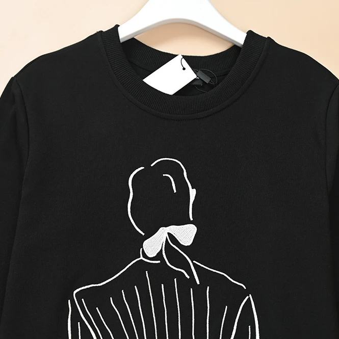 Suda Informal de Aodón con Letras Bordadas, Manga Larga, Cuello Redondo, Estilo Nuevo de Otoño para Mujer, Ropa de Call...