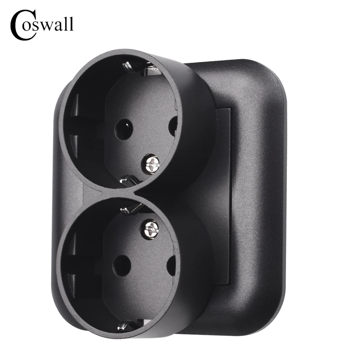Coswall PC Glass Aluminum Wall Dual Eu Socket Grounded AC Power Points Plug Outlets 110-250V 16A Netherlands Europe Home Office