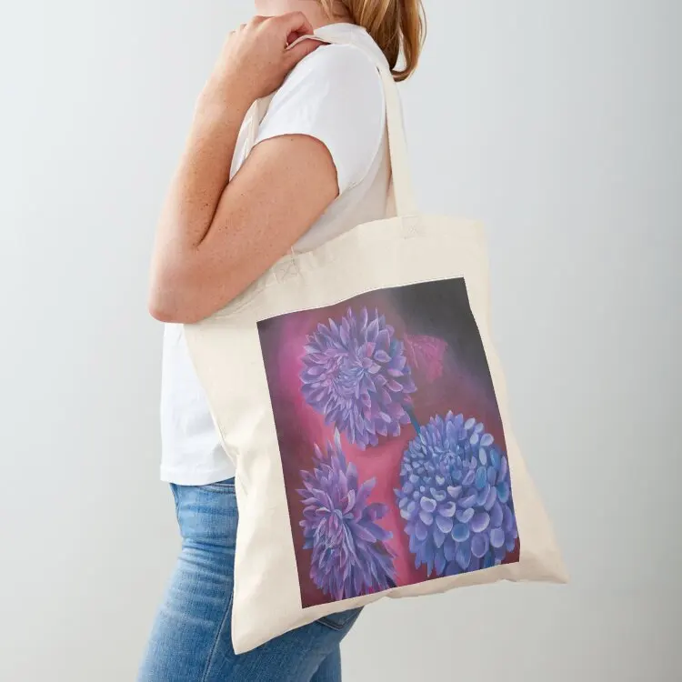

Purple dahlia flowers with pink and magenta background Tote Bag tote bag screen shopping bag logo canvas tote