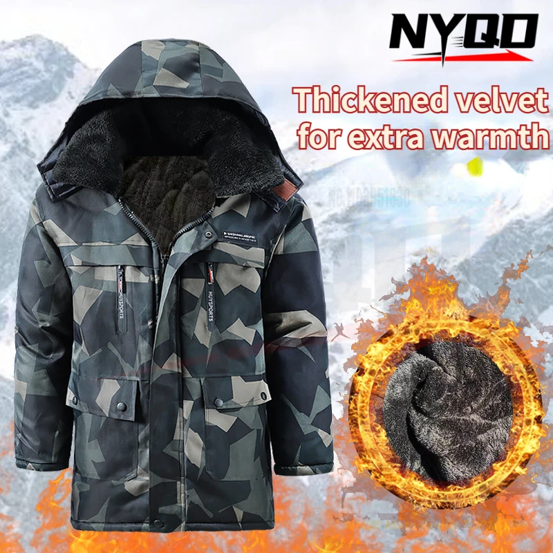 Camouflage cotton coat winter plush thick waterproof protectiv clothing wear-resistant cold resistant cotton jacket fishing suit