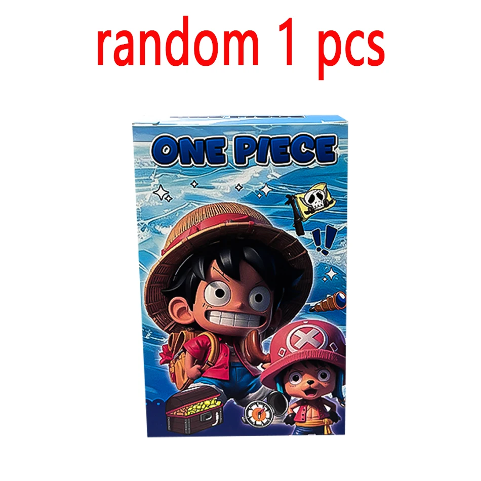 8 unids/set modelo de Anime barco de una pieza sol feliz barba negra adorno montado caja ciega hecha a mano mil barco pirata azul marino soleado