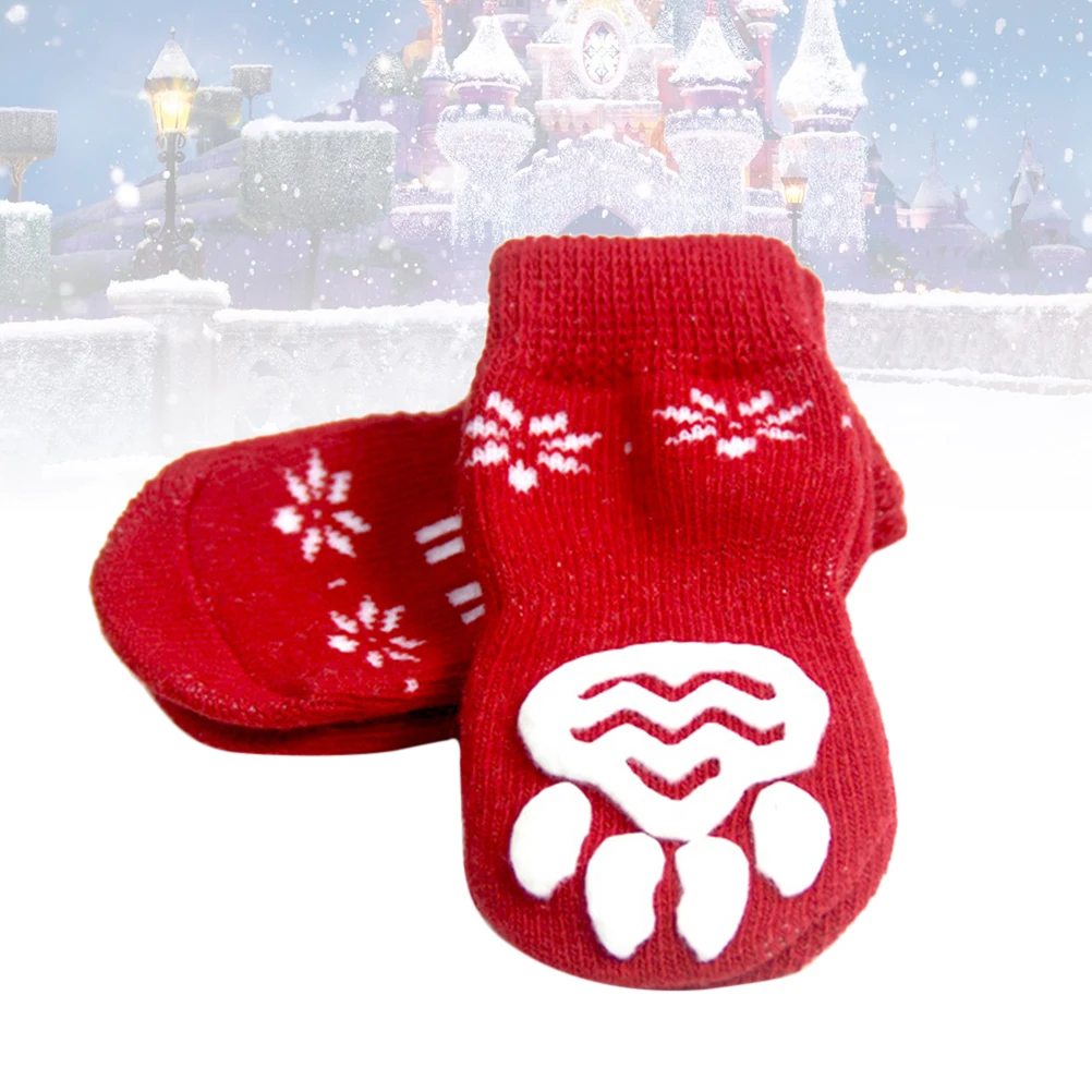 

8 Pcs Pet Christmas Socks Warm Gentle Thermal Comfortable Dogs Cats Elk Pattern Stocking Gift Winter Fashion Pet Supplies