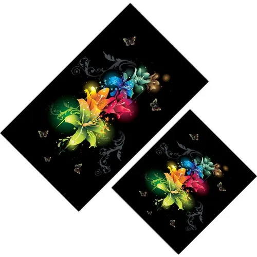 Cici Design Black Over Sharp Color Flowers Closet Takımı-60x100-50x60