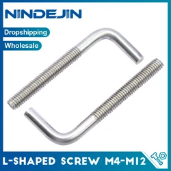 NINDEJIN 1-10pcs 7/ L-Shaped Right Angle Anchor Bolt Screw M4 M5 M6 M8 M10 M12 304 Stainless Steel Right Angle Screw