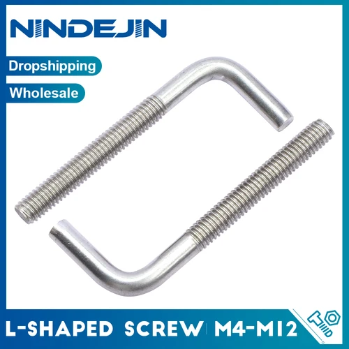 NINDEJIN 1-10 Uds 7/tornillo de anclaje de ángulo recto en forma de L M4 M5 M6 M8 M10 M12 304 tornillo de ángulo recto de acero inoxidable