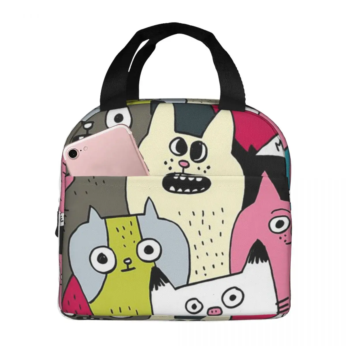 

Cute Cat Insulated Lunch Bag for Kids School Cooler Thermal Food Box Tote Portable Lunch Boxes Container