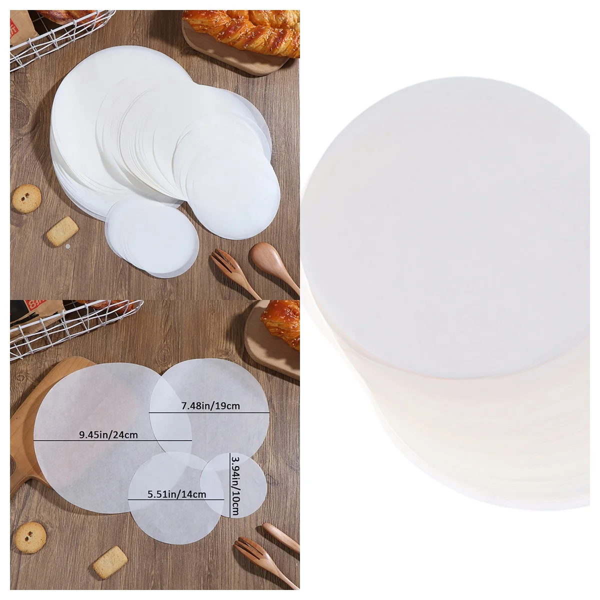 50Pcs Baking Oiled Paper Circle Parchment Paper Multifunction Liner BBQ Oven Patty Hamburger Paper Steamer Liners Baking Tool