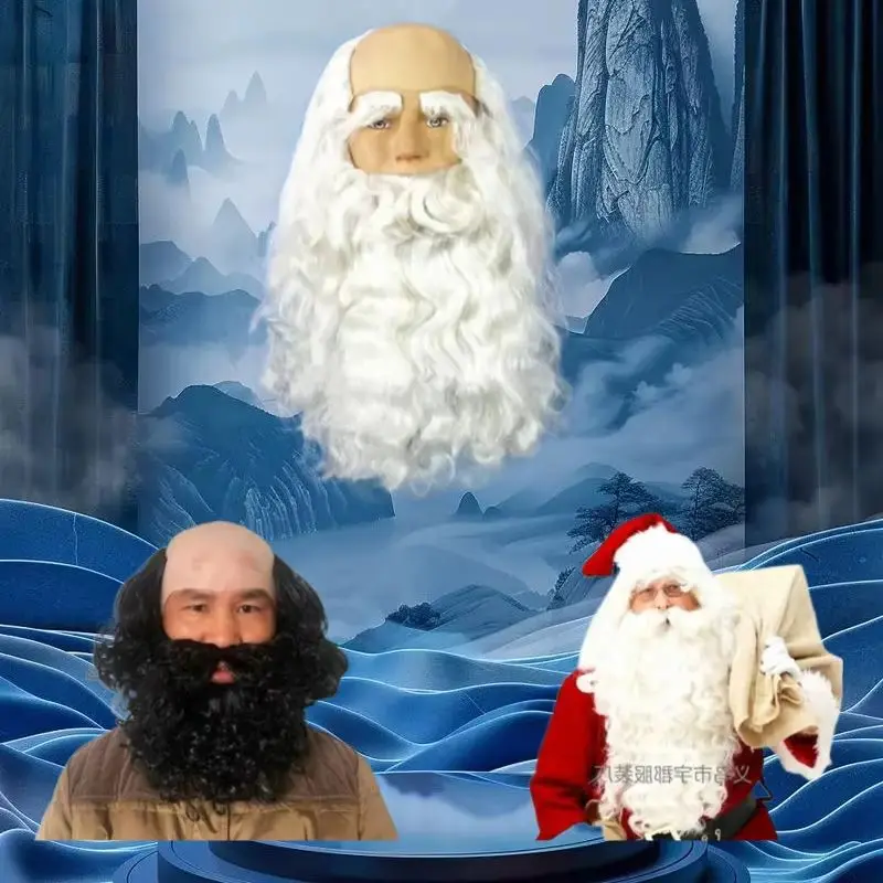 

Halloween Show Wizard Wig Silk Santa Claus Wig Beard Christmas Festival Stage Performance Props Decoration