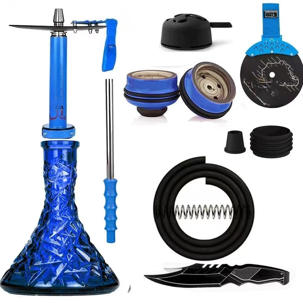 

Portable Stainless Steel Arabic Hookah Set with Lacquer Technics Full Bar for Outdoor Camping Takeaway Comes with Gift Box