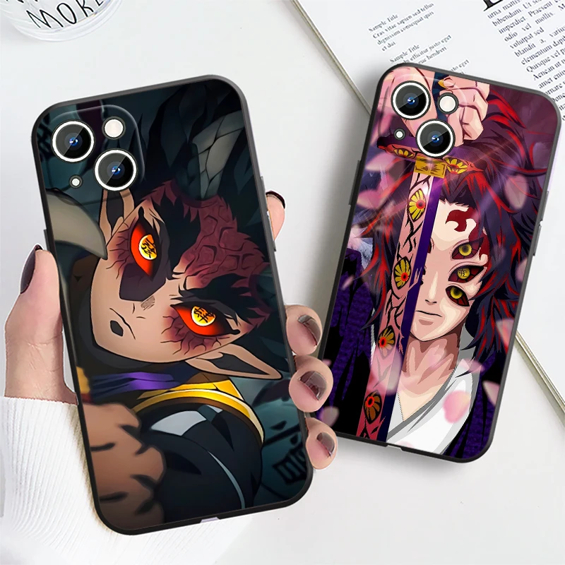 D-Demons S-Slayers Anime Cool For iPhone 15 14 13 12 11 XS XR X 8 7 SE Pro Max Plus Mini Black Soft Phone Case