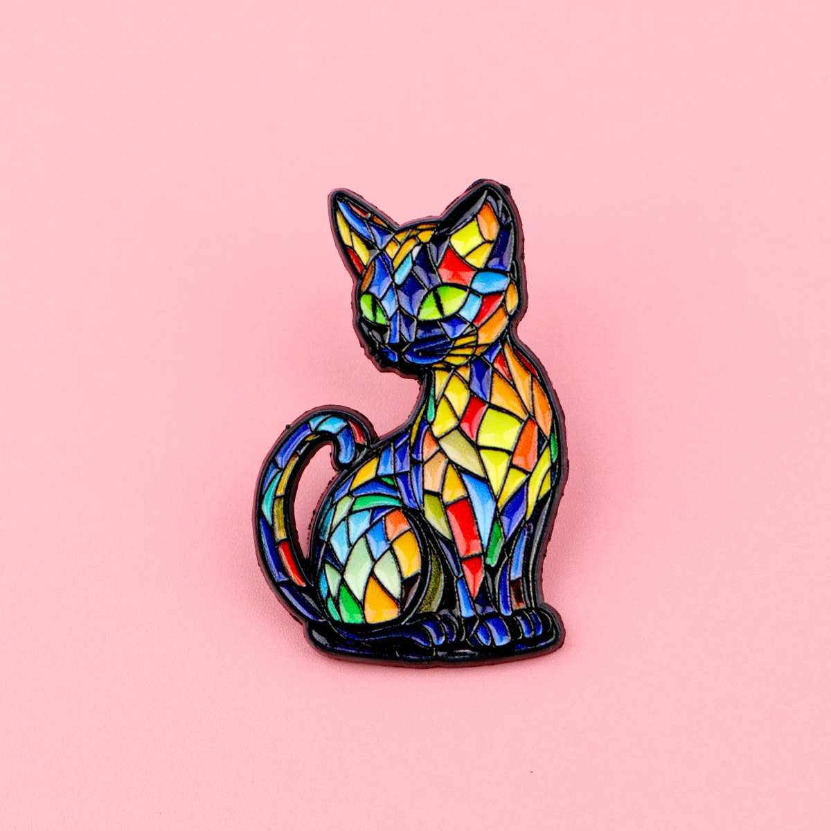 Colorful Glass Cat Enamel Pins Cartoon Brooches Badge Lapel Pin For Backpack Clothes Accessories Animal Jewelry Birthday Gifts