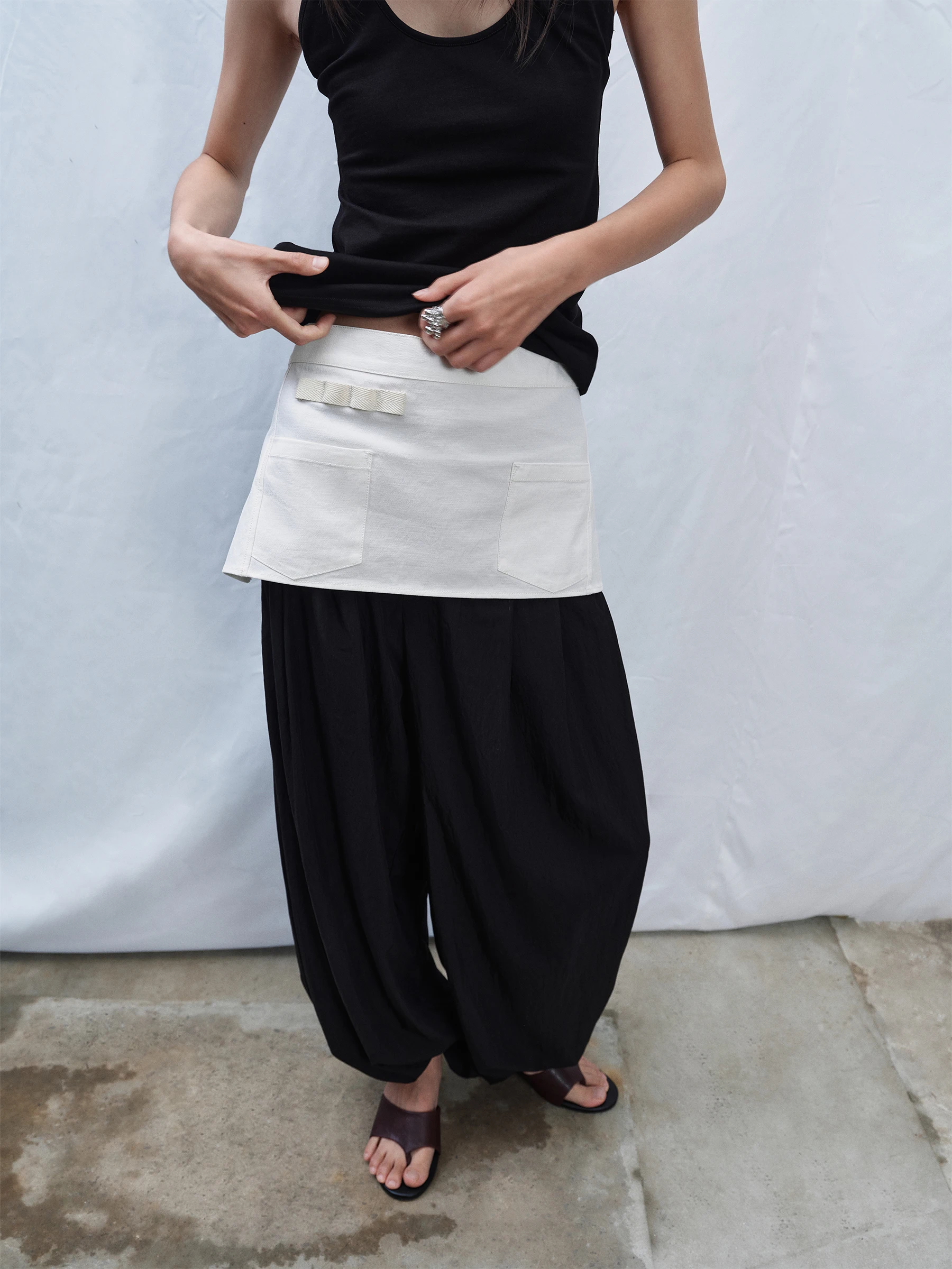 

SHKUCO Texture Rich Layering Silk Cotton Short Apron Skirt High Waist Pleated High Quality Women's Summer Fashion Skirts