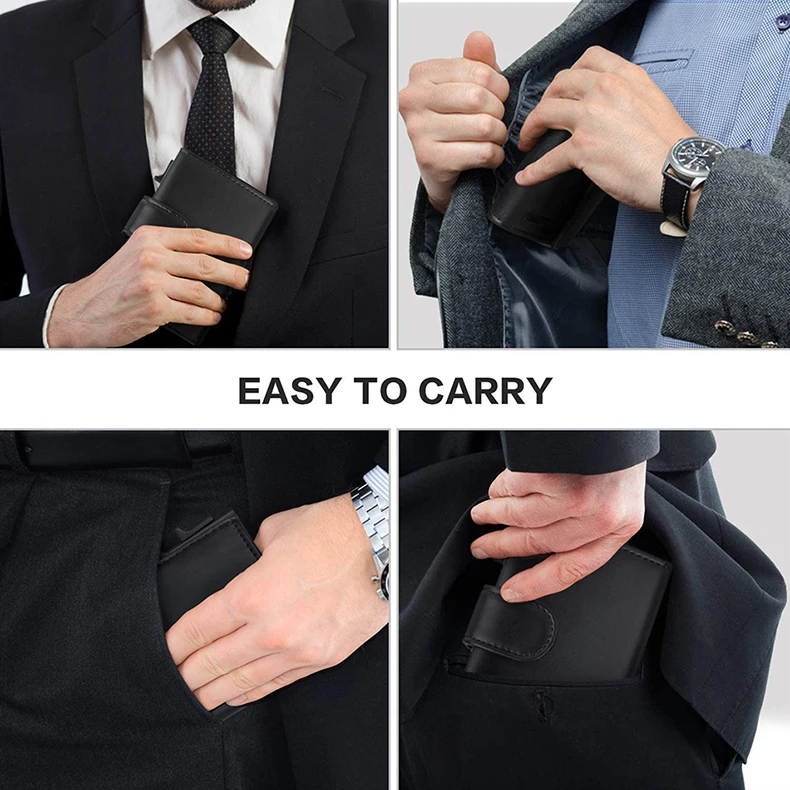 Rfid Microfiber Leather Men Wallets Fashion Credit Card Holder Trifold Wallet Money Bags Smart Slim Thin Pocket Wallet Black