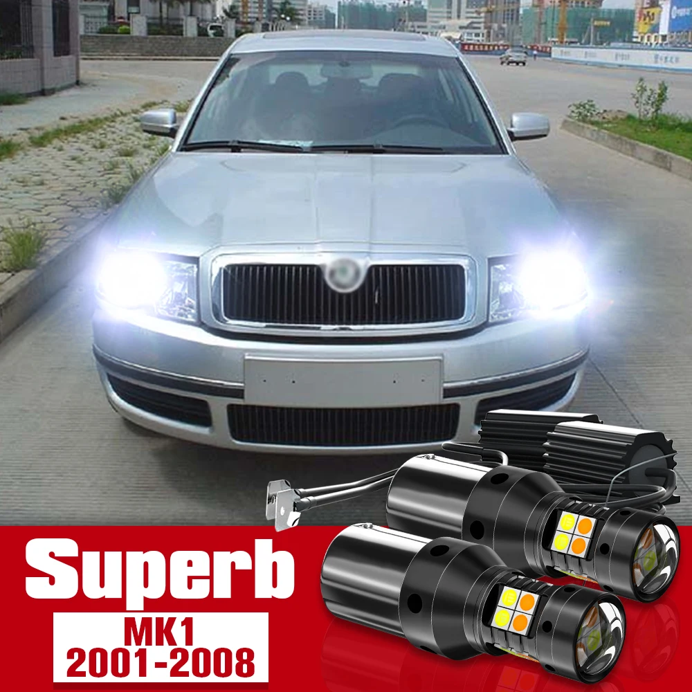 

2pcs LED Accessories Dual Mode Turn Signal+Daytime Running Light DRL For Skoda Superb 1 MK1 2001-2008 2003 2004 2005 2006 2007