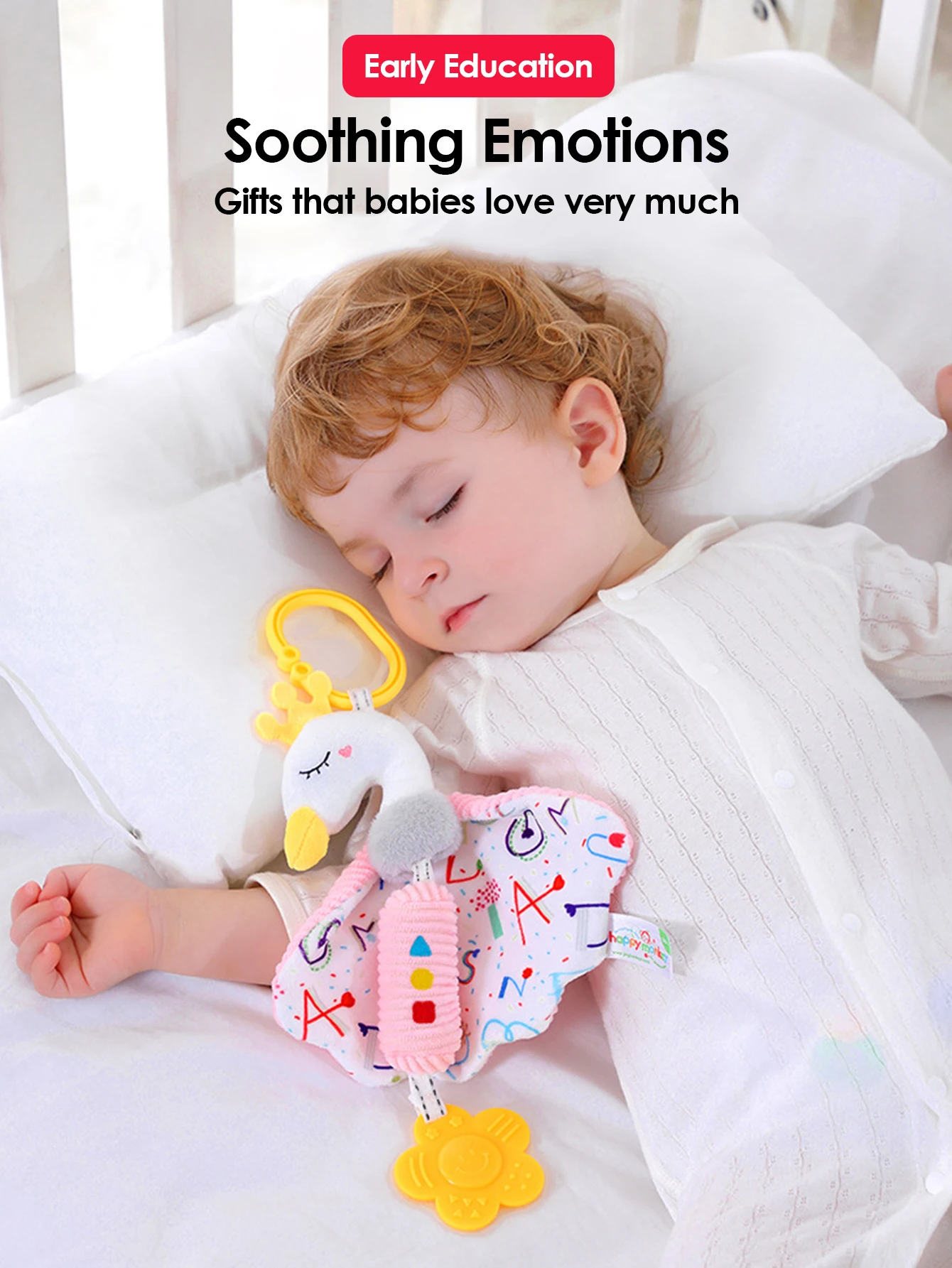 Cochecito de cama suave para cuna infantil, sonajero colgante móvil, juguetes educativos para bebé, agarre de mano para desarrollo del cerebro, lindos juguetes de animales de peluche