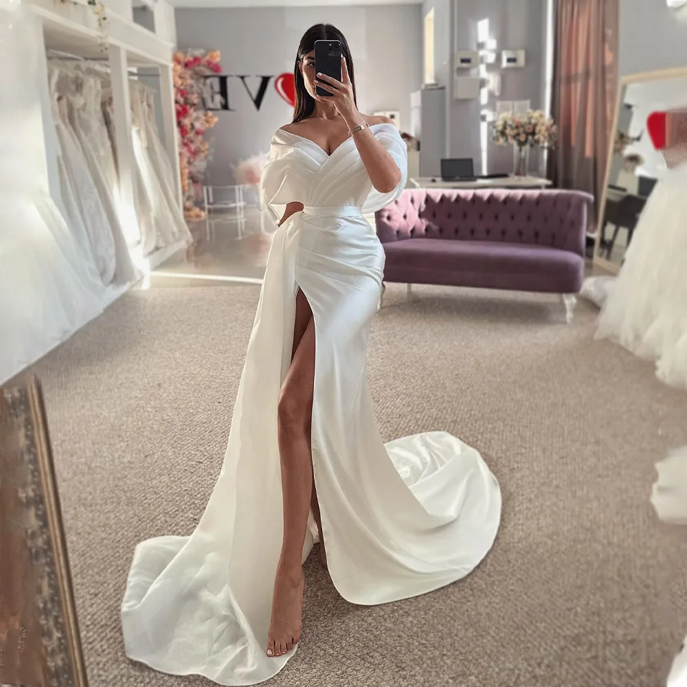 Sexy Off The Shoulder Sweetheart Sheath/Mermaid Wedding Dresses Side Slit Custom Made Formal Bridal Grown 2024 Vestido De Noival