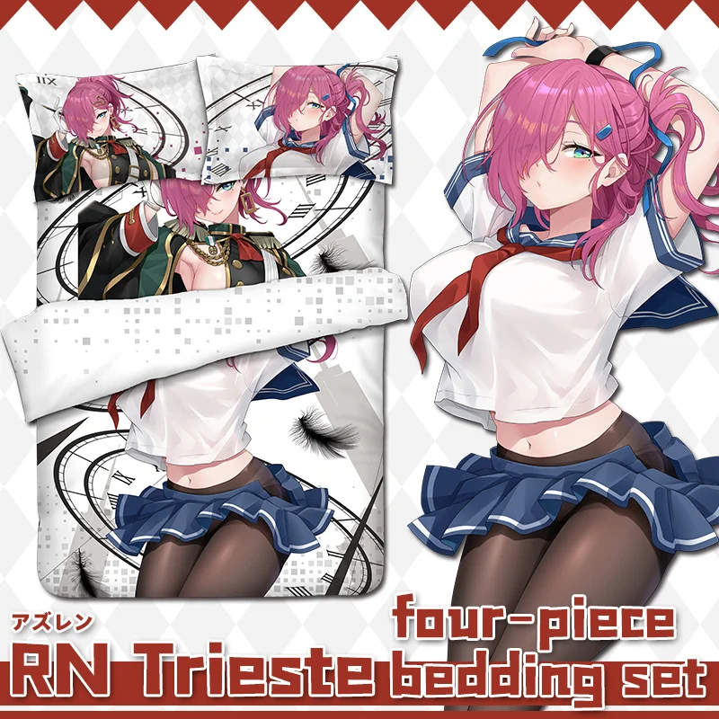 

Anime Azur Lane RN Trieste Cosplay Comforter Set Bed Flat Sheet Quilt Cover Pillowcase Cute Bedding Sets