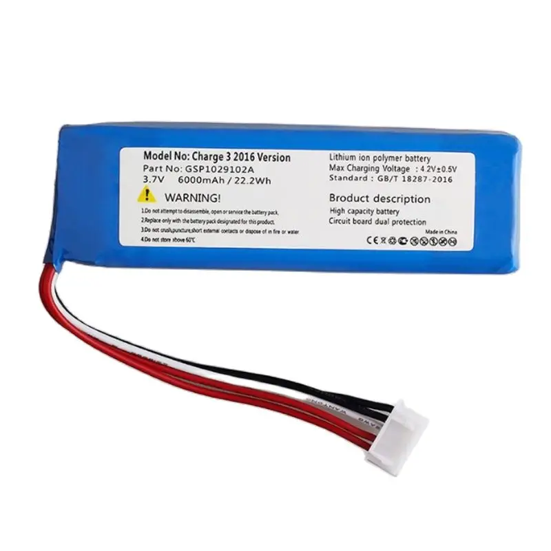 

6000mAh Battery for JBL Charge 3 2016 Version Player Speaker Li-Po Polymer Rechargeable Accumulator Replacement 3.7V GSP1029102A