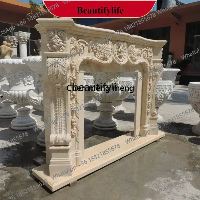 

Z183 Marble fireplace European stone carving mantel living room marble fireplace TV cabinet