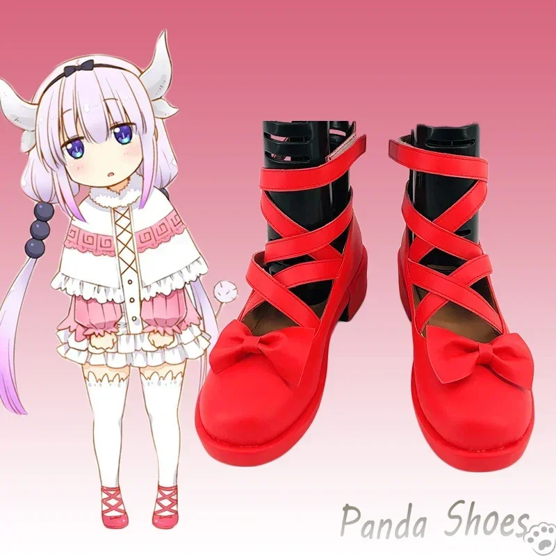 Kanna Kamui Cosplay Shoes Anime Miss Kobayashi Dragon Maid Cos Red Boots Comic Cosplay Costume Prop Shoes for Con Halloween