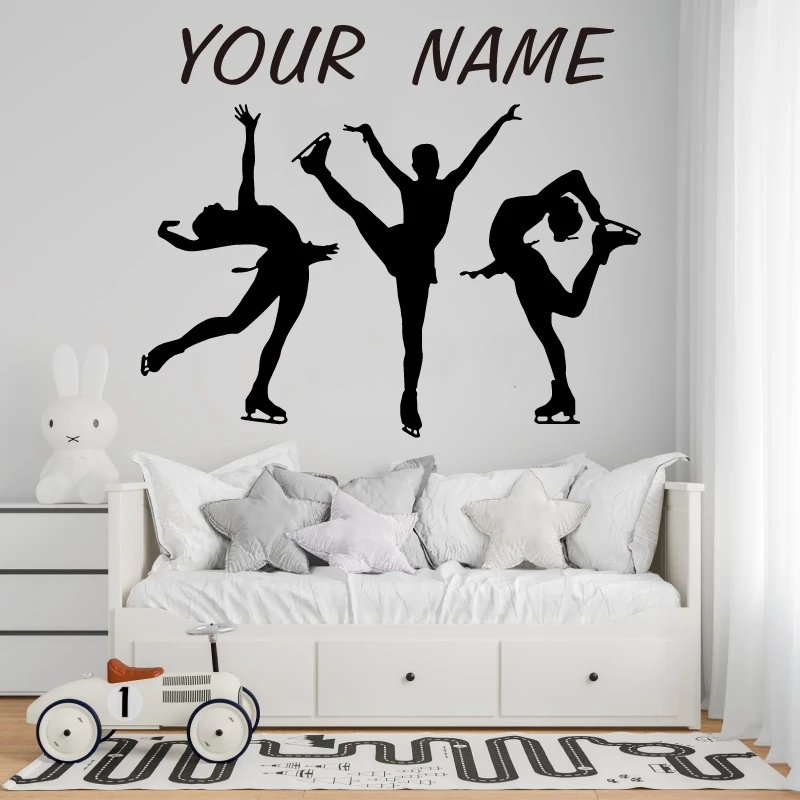 Figure Skating Girl Wall Personalized Customized Name Decal Vinyl Sticker Ice Skating Sport Decor Room Decoration 3YD8