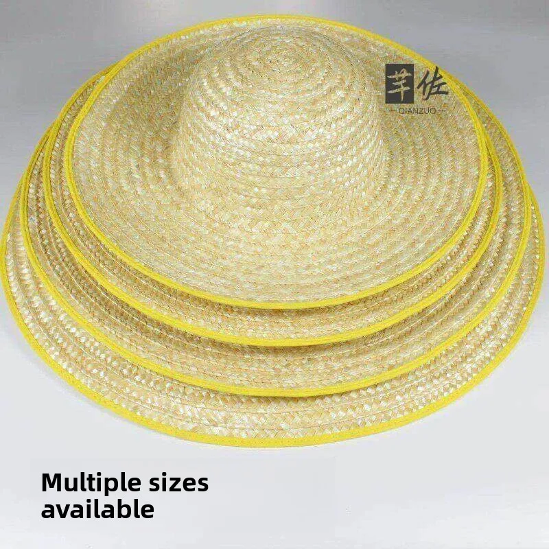 Summer Sun Protection Straw Hat Large Brim Wheat Straw Construction Field Work Hat Countryside Style Fishing Pet Friendly Hat