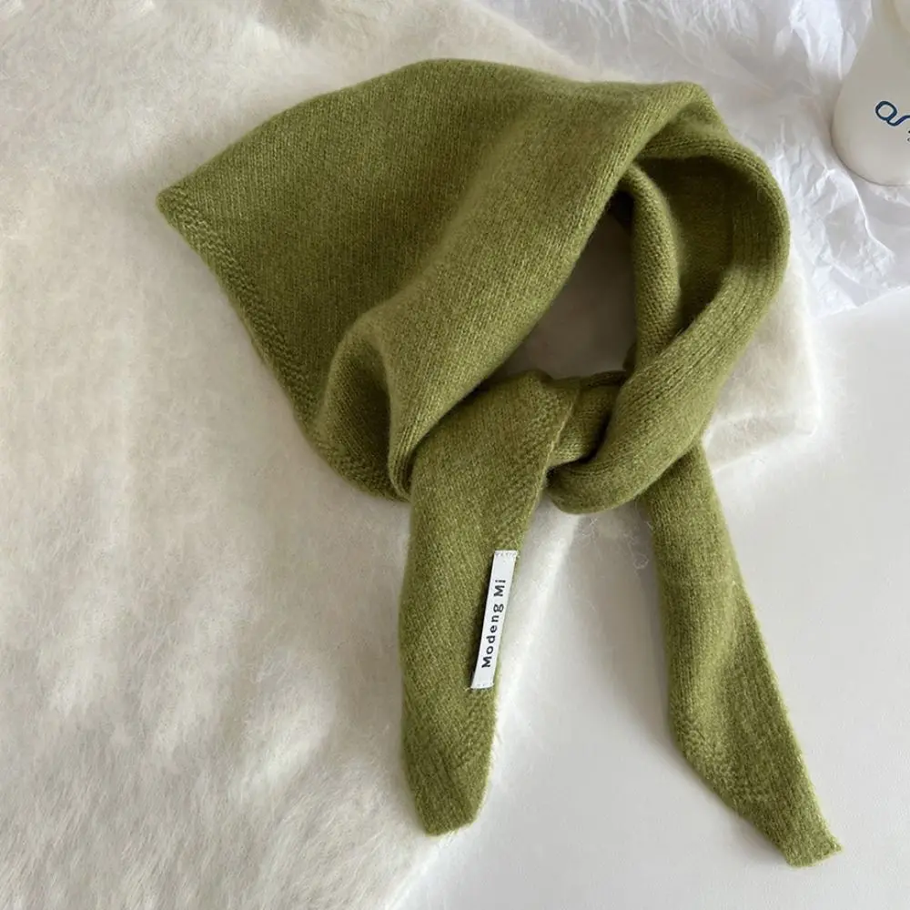 British Style Solid Color Triangular Short Shawl Warm Cashmere-like Wool Blend Scarf False Collar Multi-functional Scarf Winter