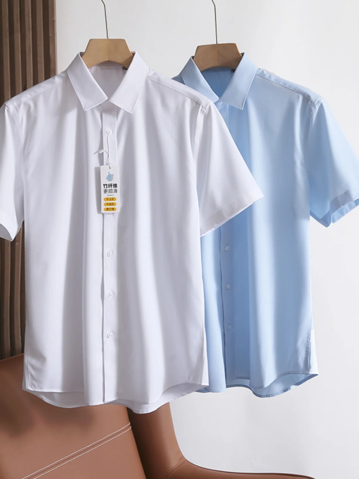 

Мужская смесь бамбукового волокна ort Sve irt Qui Dry Moisture ng, повседневная однотонная универсальная летняя деловая джентльменская одежда