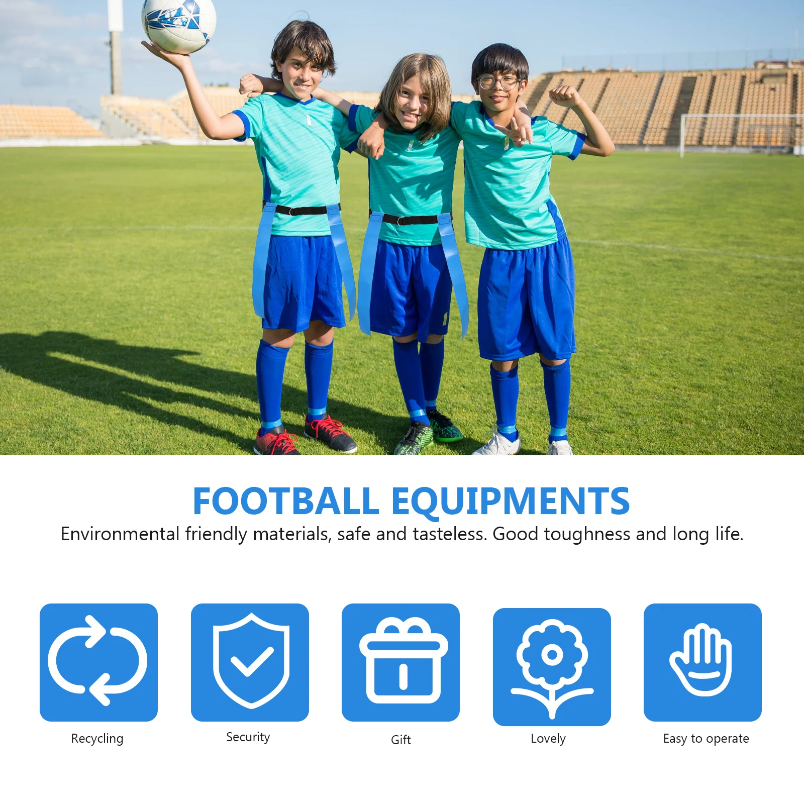 حزام علم كرة القدم بحلقتين للأطفال، أنشطة الألعاب الرياضية، أحزمة عالية الجودة، حزام متين لمستلزمات كرة القدم