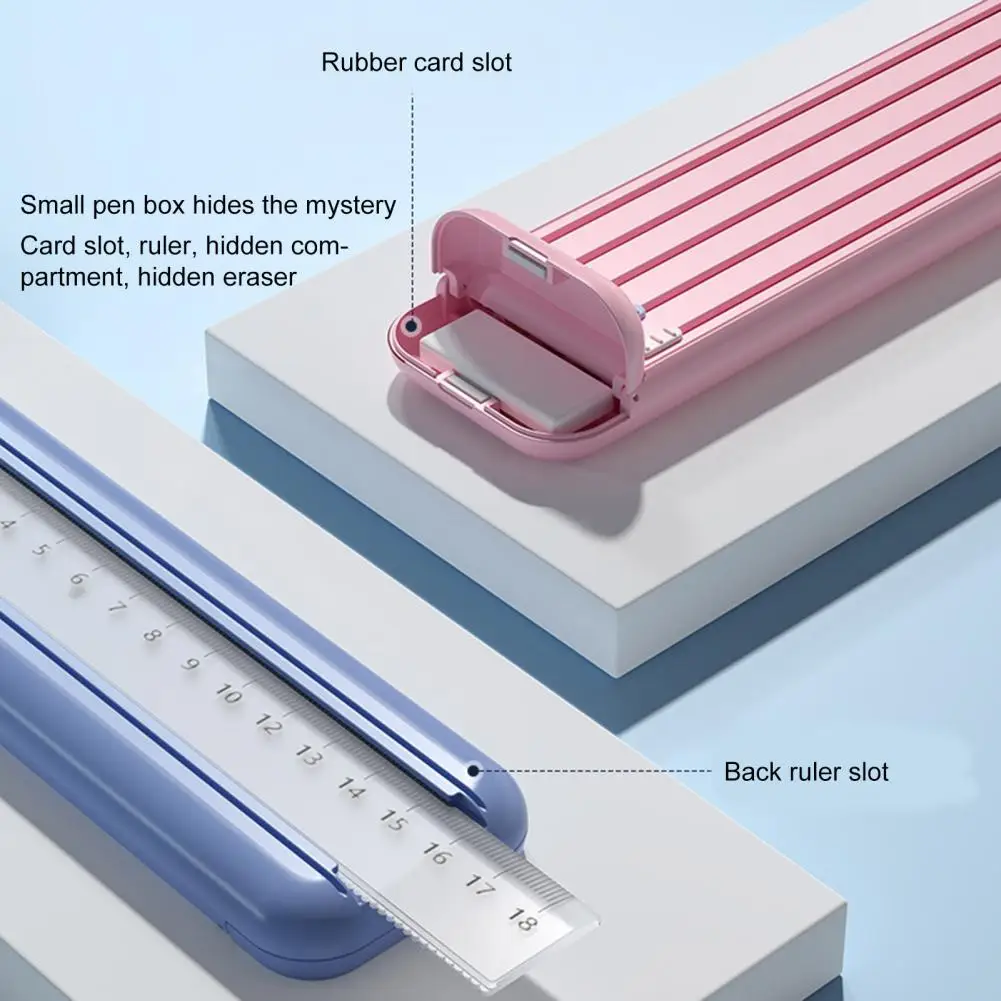 Pencil Case Practical Pencil Organizer with Ruler and Eraser Student Children Storage Box Desk Organizer School Supplies