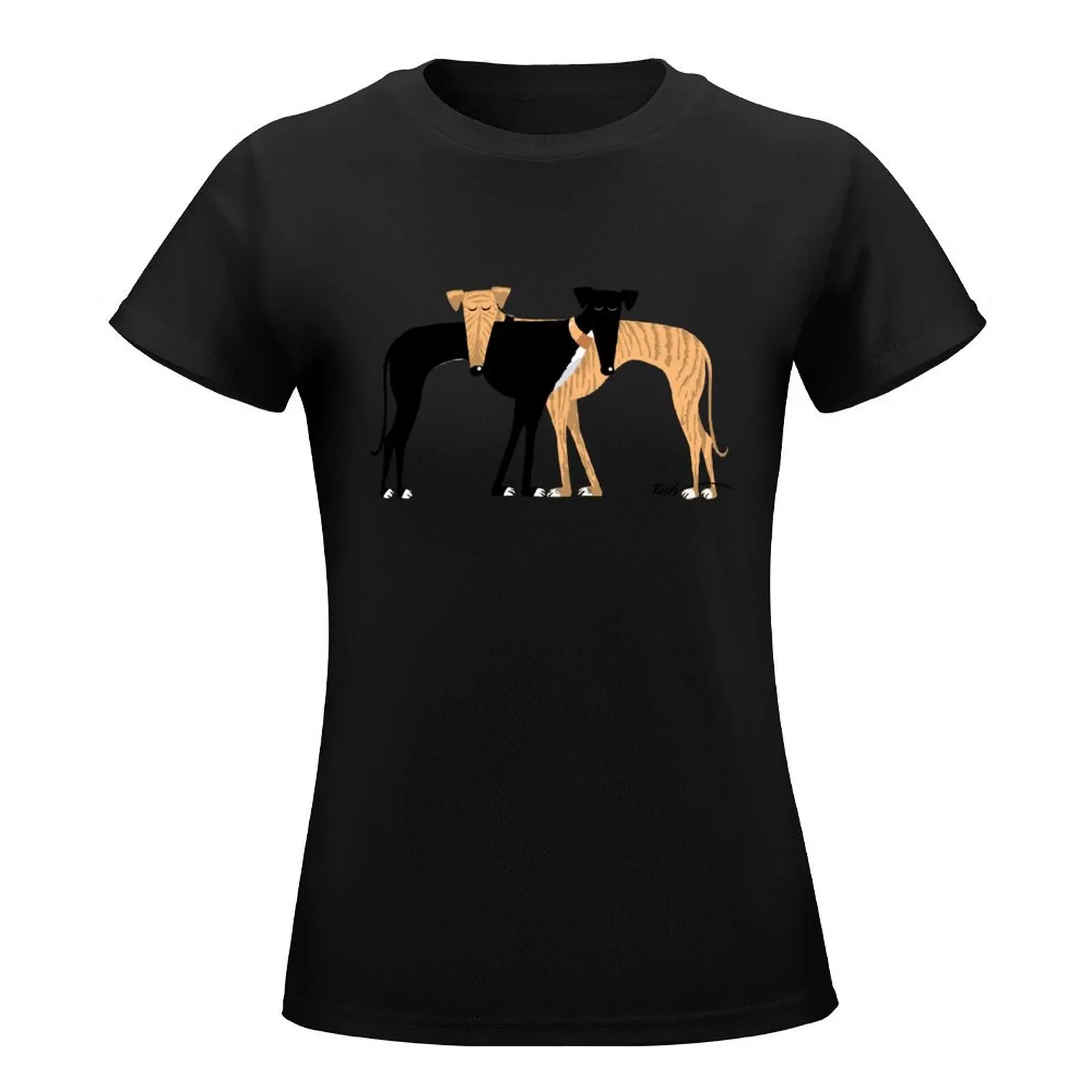 Head Rest Brindle Hound: T-Shirt cute tops aesthetic clothes white t shirts for Women