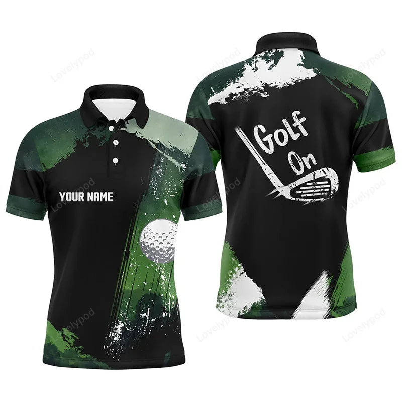 Newest Black Fire Golf Ball Polo Shirts For Men 3d Print Streetwear Fashion Cool Short Sleeve Laper Polo Shirts Golf Tops