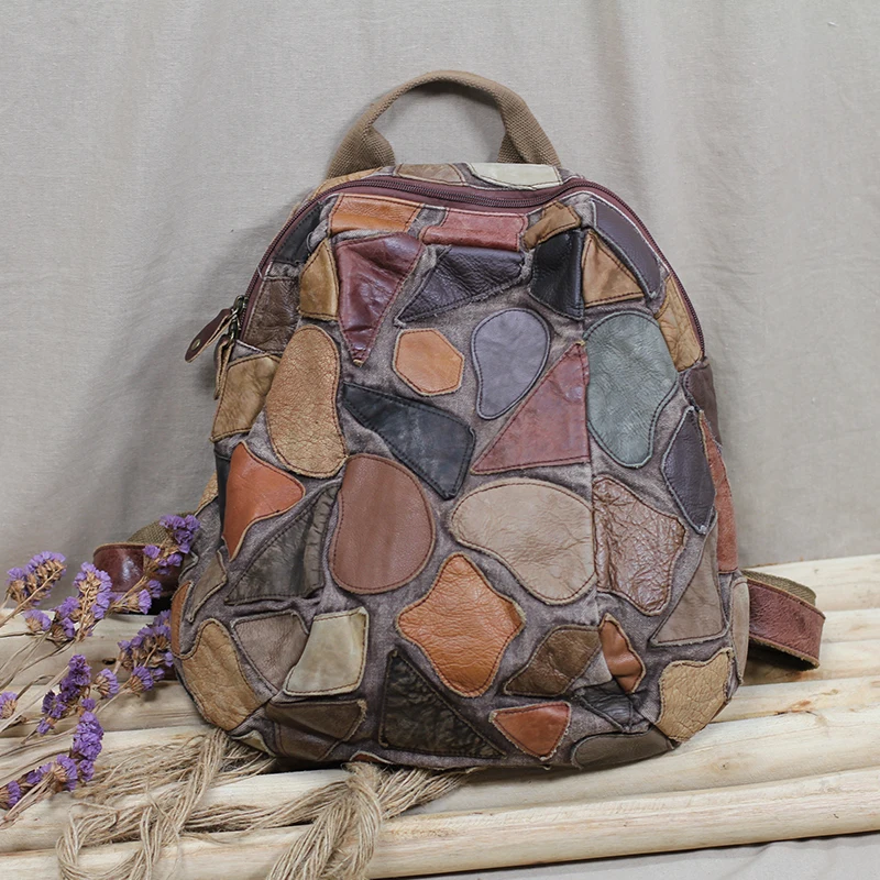 Genuine Leather Women's Backpacks Casual Handmade Design Handbags Top Layer Leather Travel Backpack Shoulder Bags