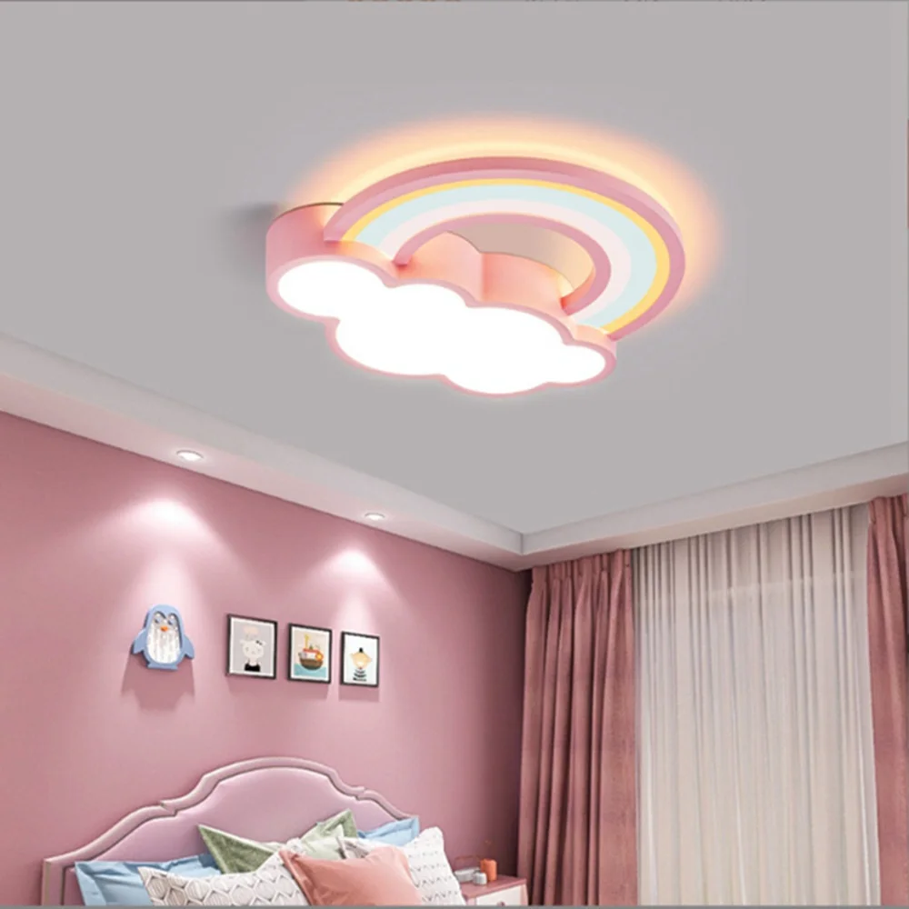 Cloud Rainbow Bedroom Ceiling Lamp Modern Cartoon Children Room Chandelier Originality Intelligent LED Indoor Decorate Luminaire