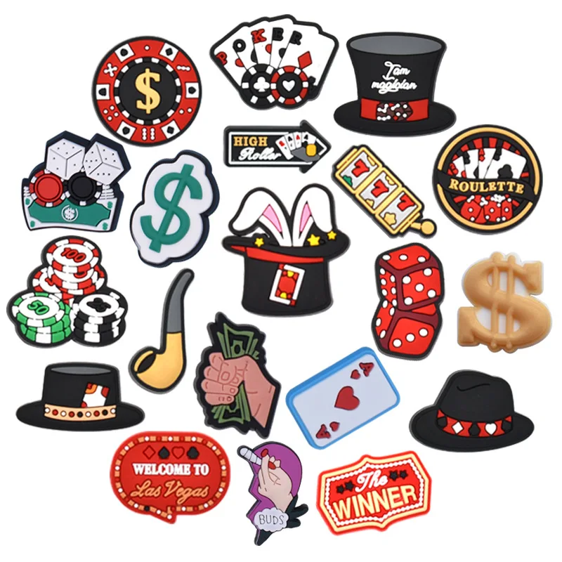 لعبة Get Rich Overnight Shoe Charm-Cute Las Vegas Casino PVC مشبك زخرفي للصنادل وأحذية الحديقة وهدايا حفلات الأطفال وعيد الميلاد #2