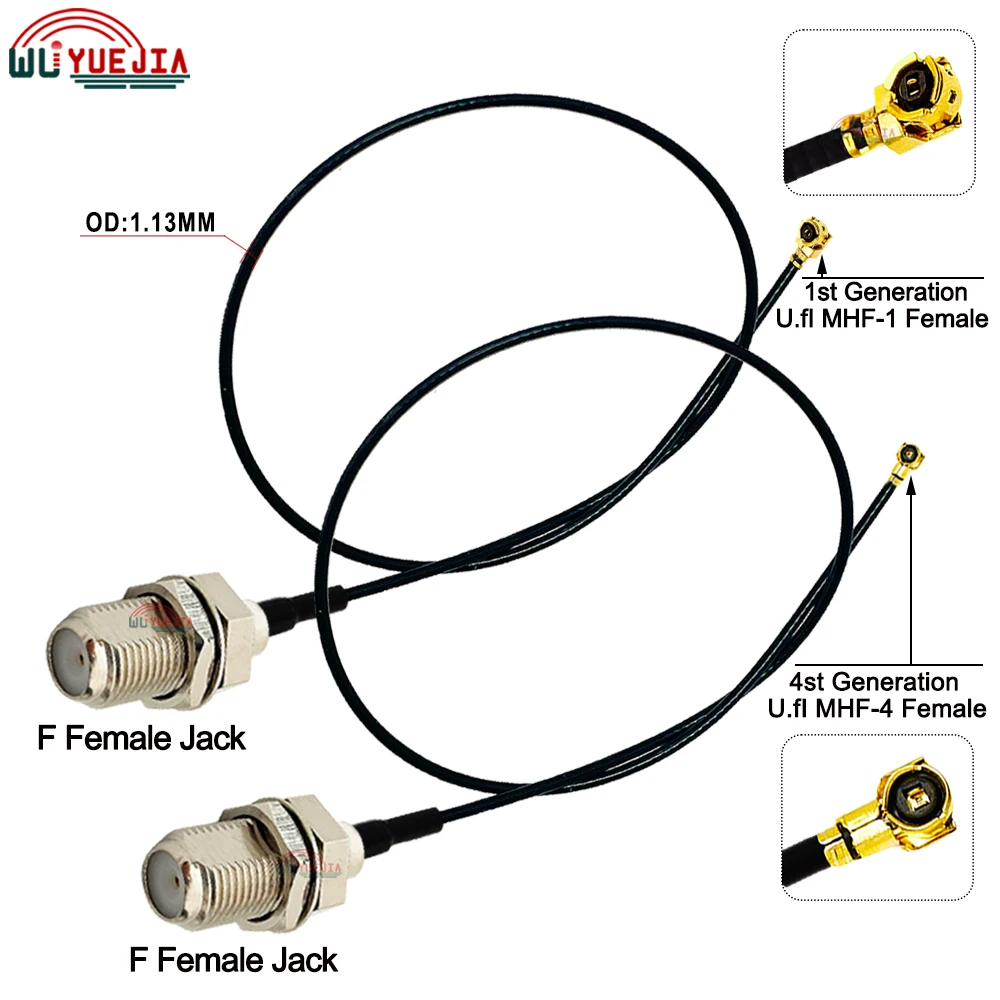 

2Pc/Lot UFL RF 1.13 Cable MHF-1 MHF4 Female to F Female Jack Connector RF113 Pigtail WIFI Antenna Extension Jumper Cable 5~100CM