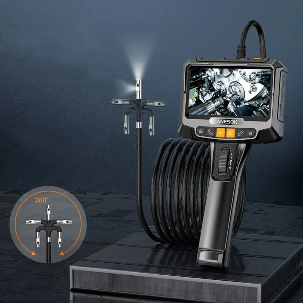 360° Steering Industrial Endoscope Camera IPS Screen HD1080P Inspection Borescope Tools IP67 Waterproof Single&Dual Lens