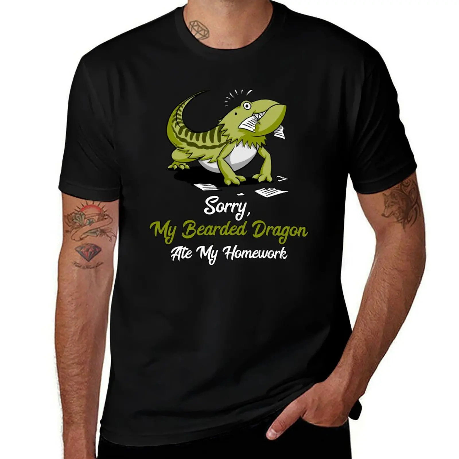 Bearded Dragon Ate My Homework T-Shirt t shirts for man graphic vintage T-Shirt
