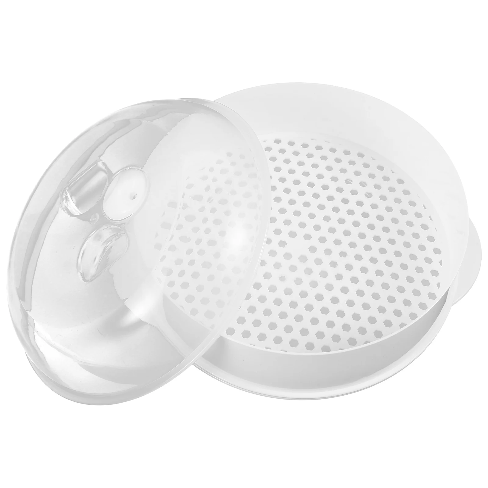 

Round Plastic Steamer Microwave Oven Cookware Practical Preservation Container Fine Workmanship Kitchen Gadget